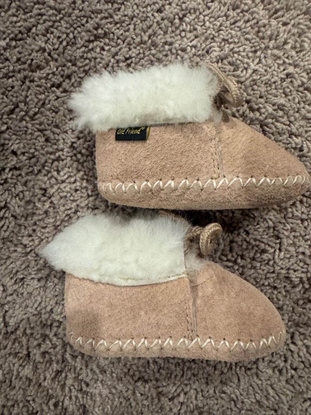 Old Friend Baby Walker Boots in Light Tan with Shearling Collar